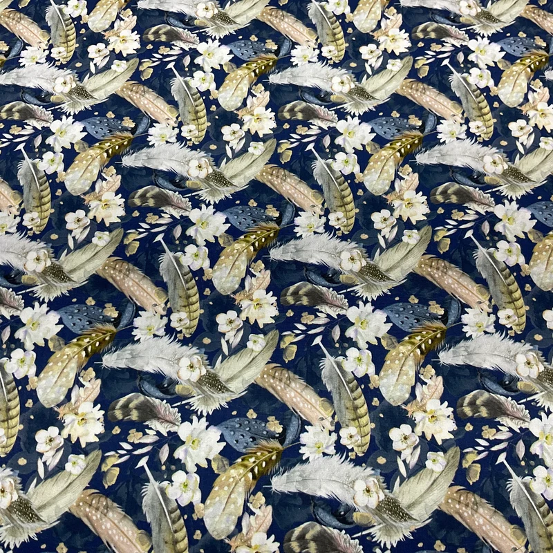 Feathers and Flowers Floral Cotton poplin Print Fabric – 100% Cotton - 147cm Wide - M2131