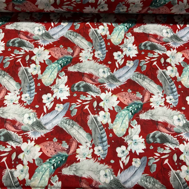 Feathers and Flowers Floral Cotton poplin Print Fabric – 100% Cotton - 147cm Wide - M2131