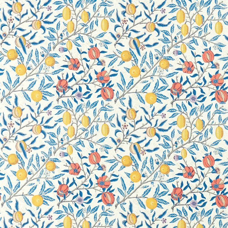 Baumwollstoff Früchte - blau