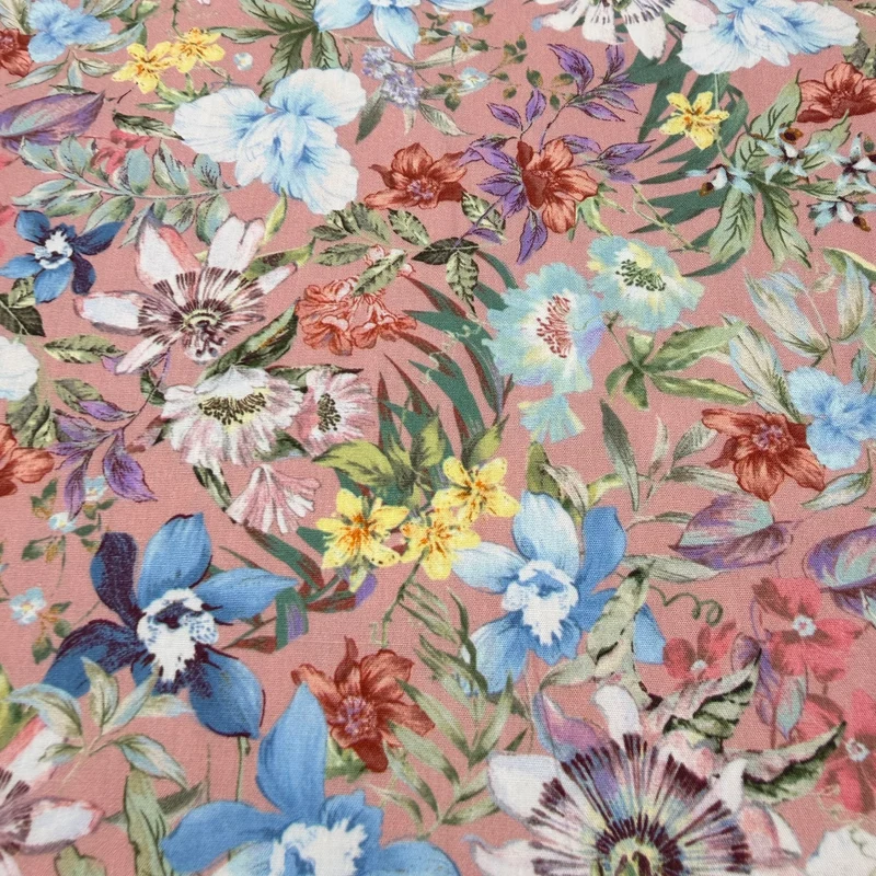 Bright Botanical floral Cotton Print Fabric – 100% Cotton - 147cm Wide - M2128
