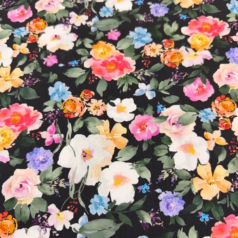Colour Wash Floral Cotton Print Fabric – 100% Cotton - 147cm Wide - M2124