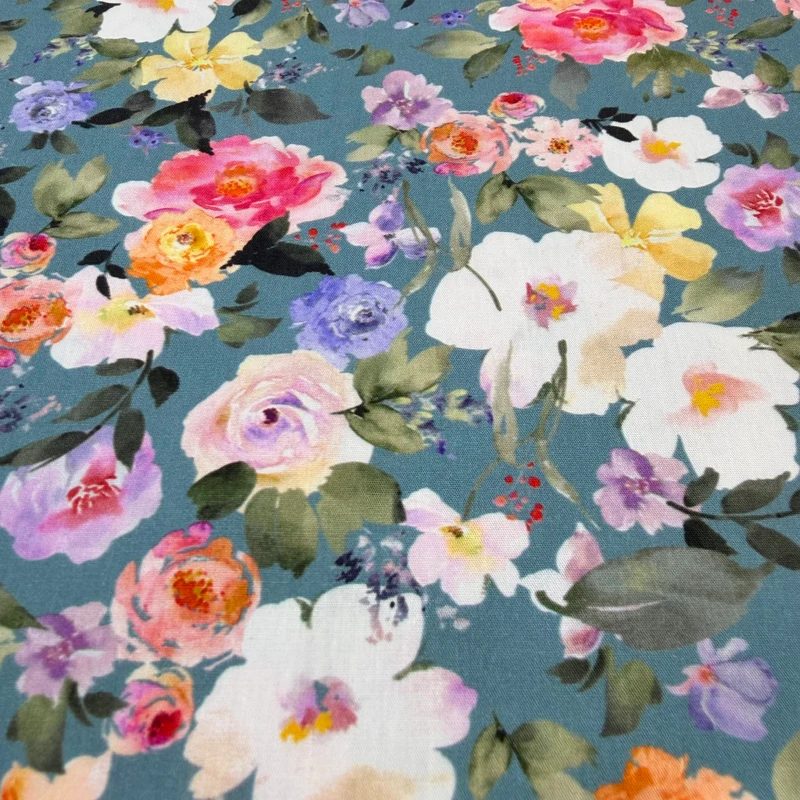 Colour Wash Floral Cotton Print Fabric – 100% Cotton - 147cm Wide - M2124