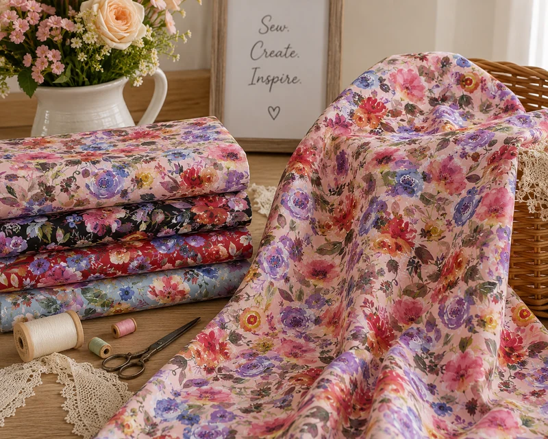 Flower Impressions Floral Cotton Print Fabric – 100% Cotton - 147cm Wide - M2121