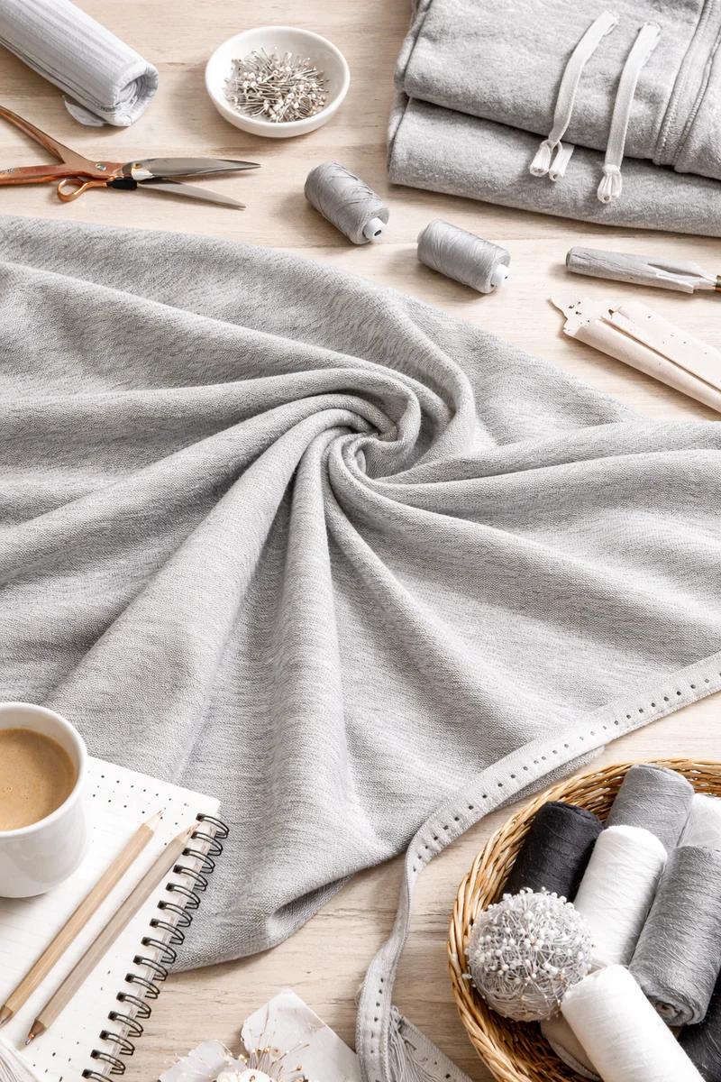 Light Grey Marl Textured Jersey Fabric – Soft Stretch Knit 150cm Wide M720-34