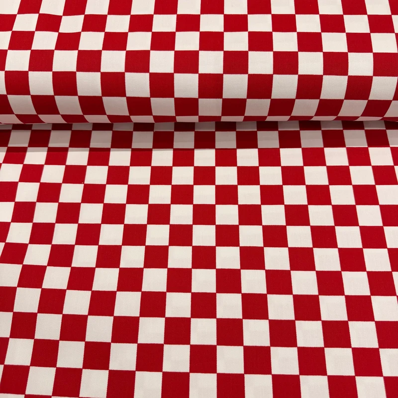 2cm x 2cm Chefs Check Cotton Drill Fabric 150cm Wide - M2081