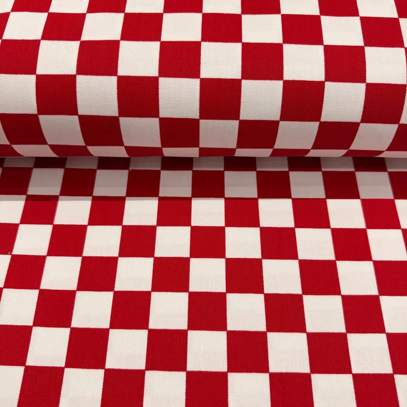 2cm x 2cm Chefs Check Cotton Drill Fabric 150cm Wide - M2081