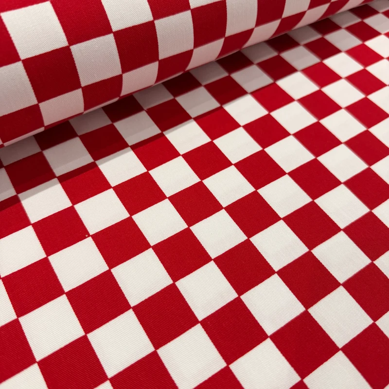 2cm x 2cm Chefs Check Cotton Drill Fabric 150cm Wide - M2081