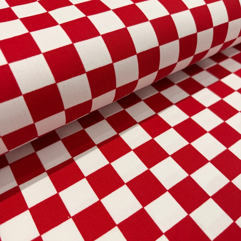 2cm x 2cm Chefs Check Cotton Drill Fabric 150cm Wide - M2081