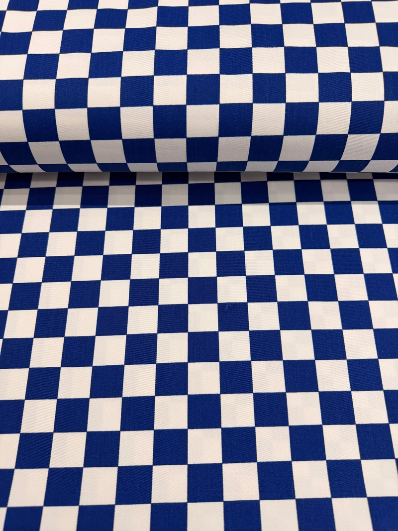 2cm x 2cm Chefs Check Cotton Drill Fabric 150cm Wide - M2081