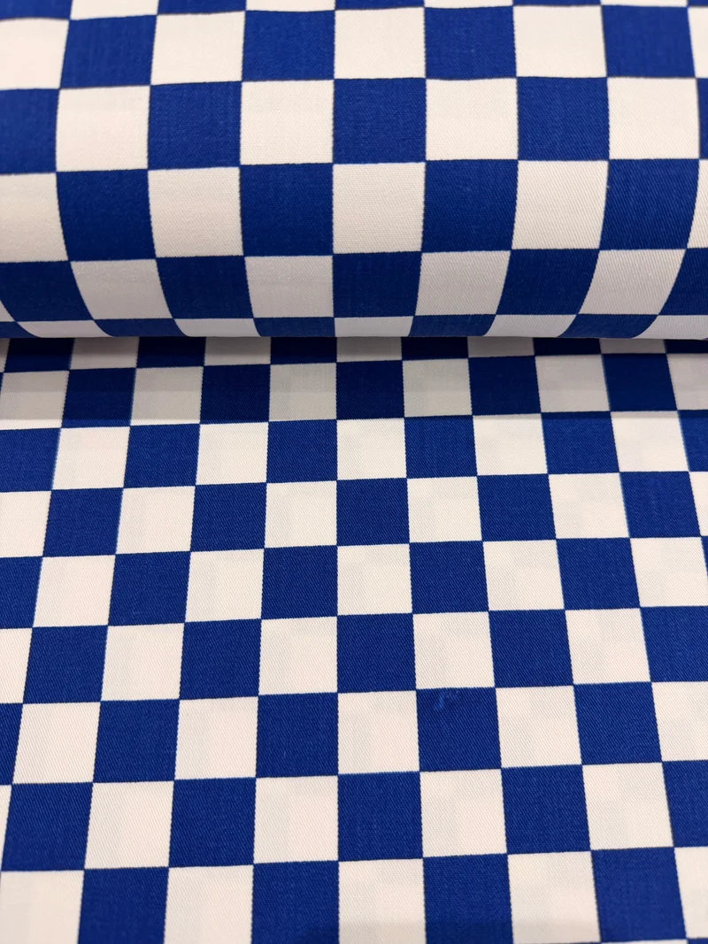 2cm x 2cm Chefs Check Cotton Drill Fabric 150cm Wide - M2081