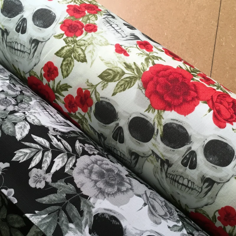 Skull and Roses Printed Cotton Poplin Fabric – 110cm Wide – £9.99 per metre