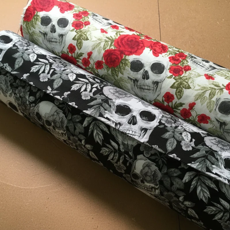 Skull and Roses Printed Cotton Poplin Fabric – 110cm Wide – £9.99 per metre