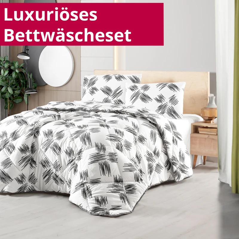 DecoHomeTextil Bettwäsche Set Bettgarnitur mit Reißverschluss Polycotton Design