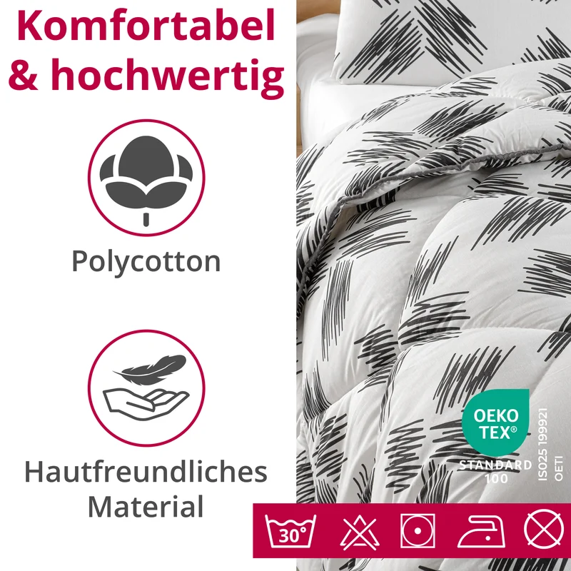 DecoHomeTextil Bettwäsche Set Bettgarnitur mit Reißverschluss Polycotton Design