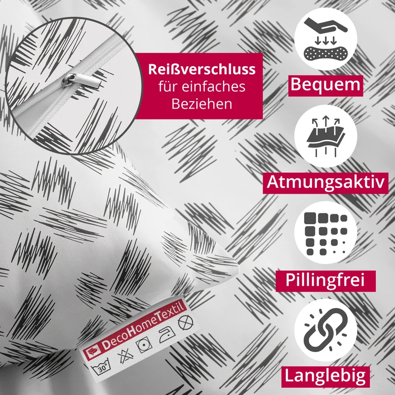 DecoHomeTextil Bettwäsche Set Bettgarnitur mit Reißverschluss Polycotton Design