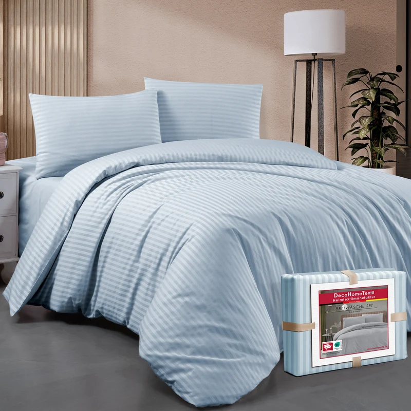 DecoHomeTextil Bettwäsche Set Bettgarnitur mit Reißverschluss Polycotton Streifen