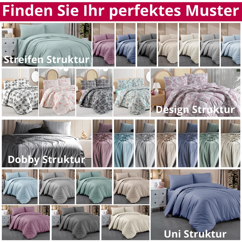 DecoHomeTextil Bettwäsche Set Bettgarnitur mit Reißverschluss Polycotton Streifen