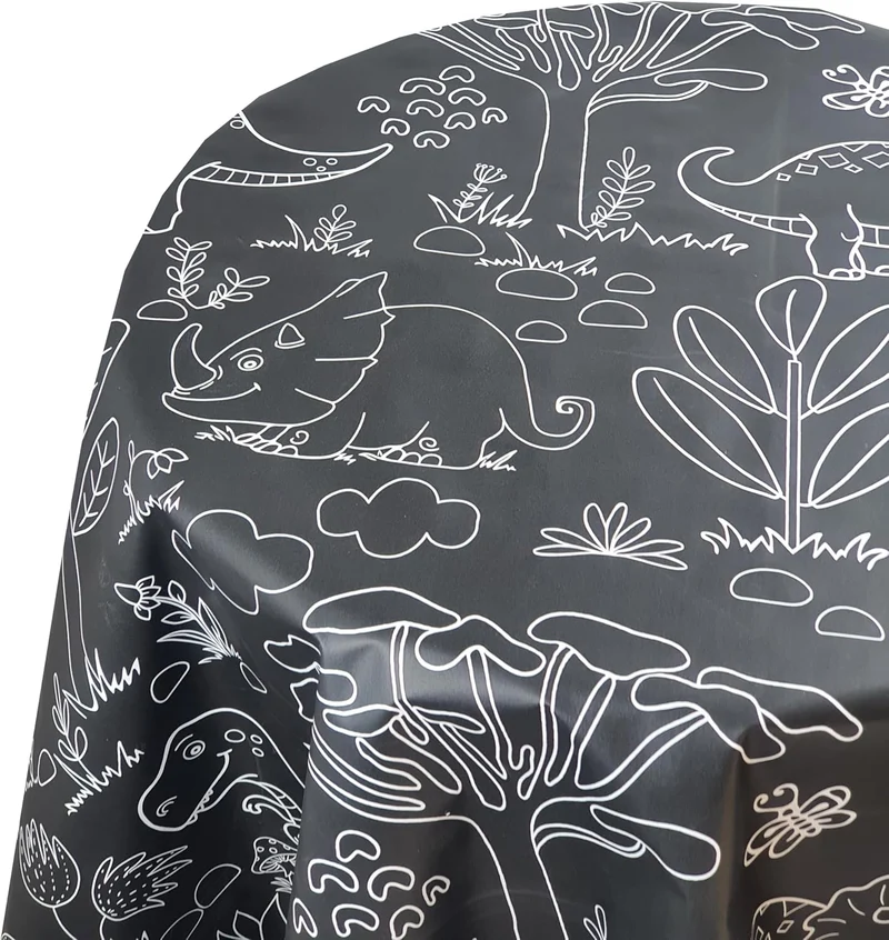 Wachstuch Dino Schwarz rund / oval