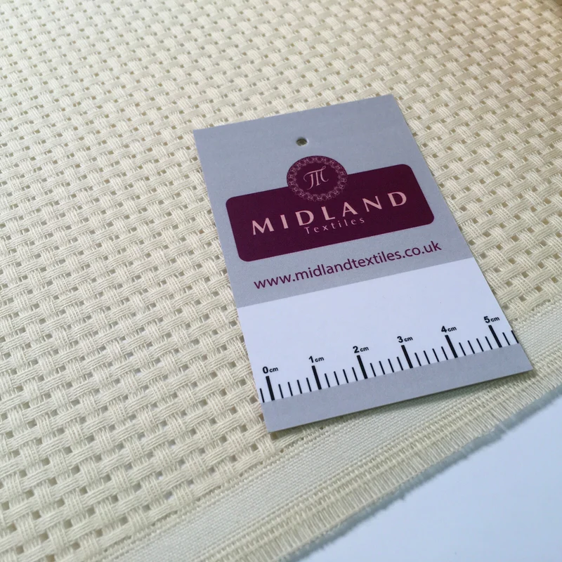 Plain Cream Binca Cross Stitch Fabric - 50cm Wide, 100% Cotton - MD1410