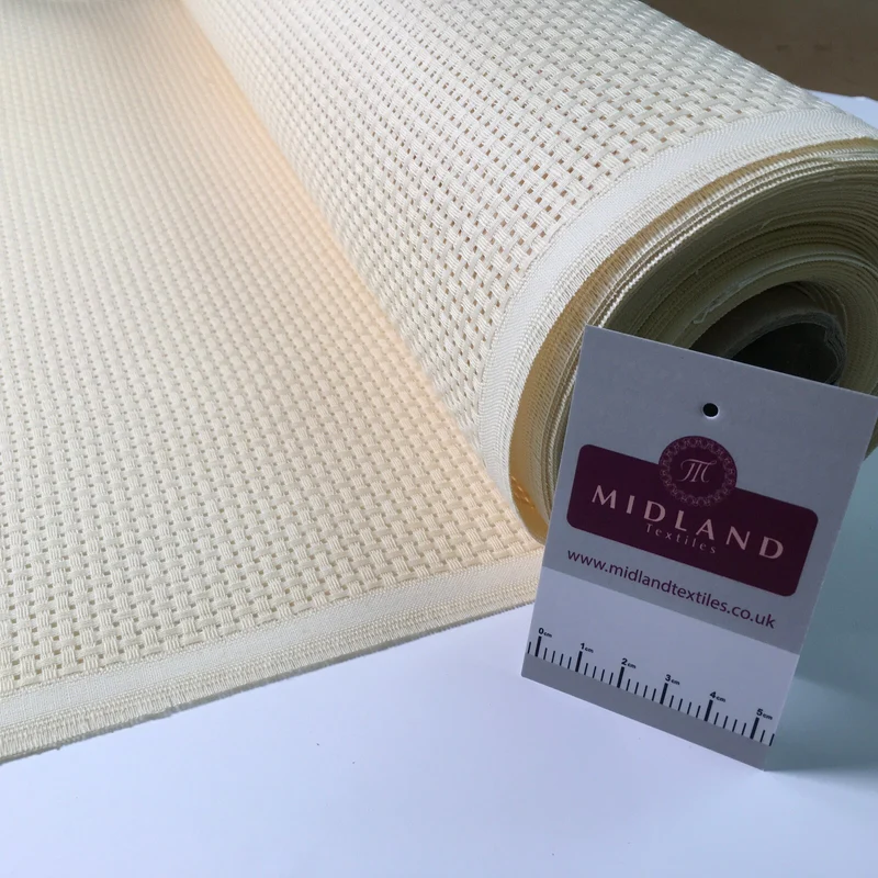 Plain Cream Binca Cross Stitch Fabric - 50cm Wide, 100% Cotton - MD1410