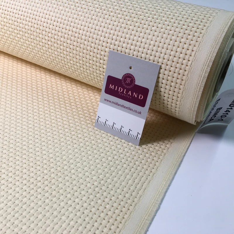 Plain Cream Binca Cross Stitch Fabric - 50cm Wide, 100% Cotton - MD1410