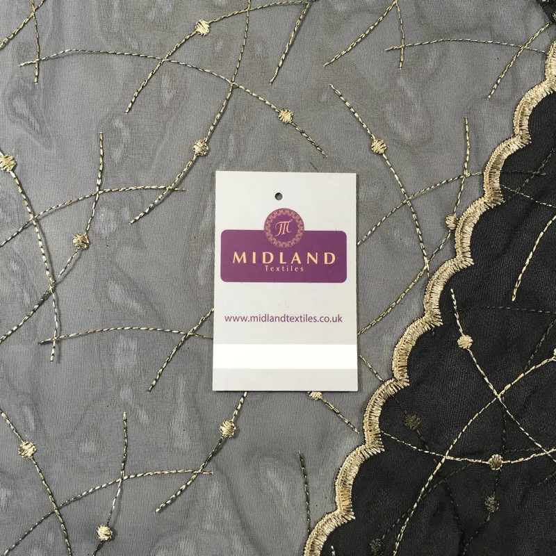 Lightweight Embroidered net scalloped edge dress fabric 55" wide M717 Mtex