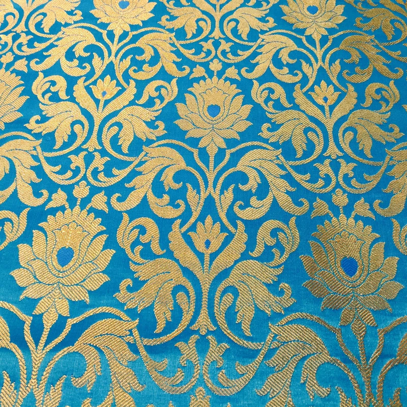 Indian Floral Gold Metallic Banarsi Brocade - 44" Wide - M374