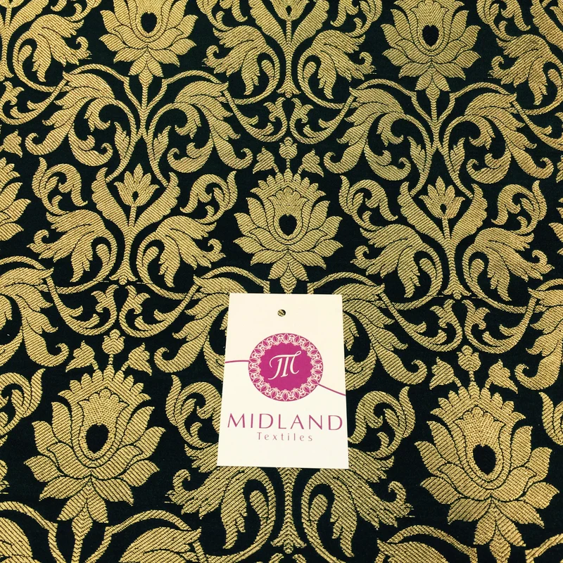 Indian Floral Gold Metallic Banarsi Brocade - 44" Wide - M374