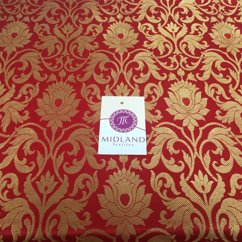 Indian Floral Gold Metallic Banarsi Brocade - 44" Wide - M374