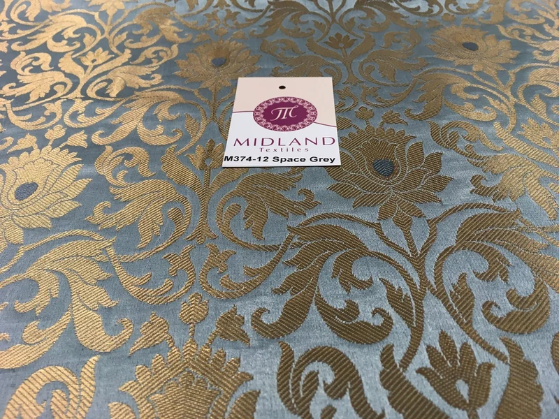 Indian Floral Gold Metallic Banarsi Brocade - 44" Wide - M374