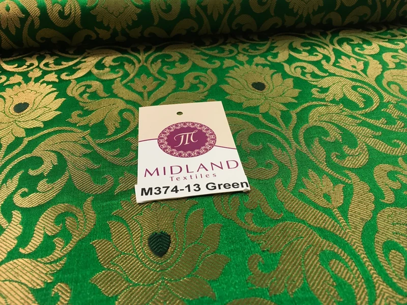 Indian Floral Gold Metallic Banarsi Brocade - 44" Wide - M374