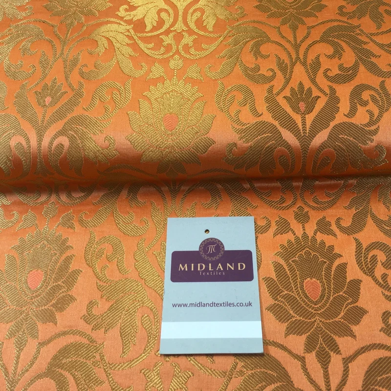 Indian Floral Gold Metallic Banarsi Brocade - 44" Wide - M374