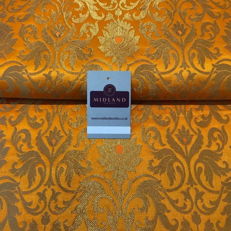 Indian Floral Gold Metallic Banarsi Brocade - 44" Wide - M374