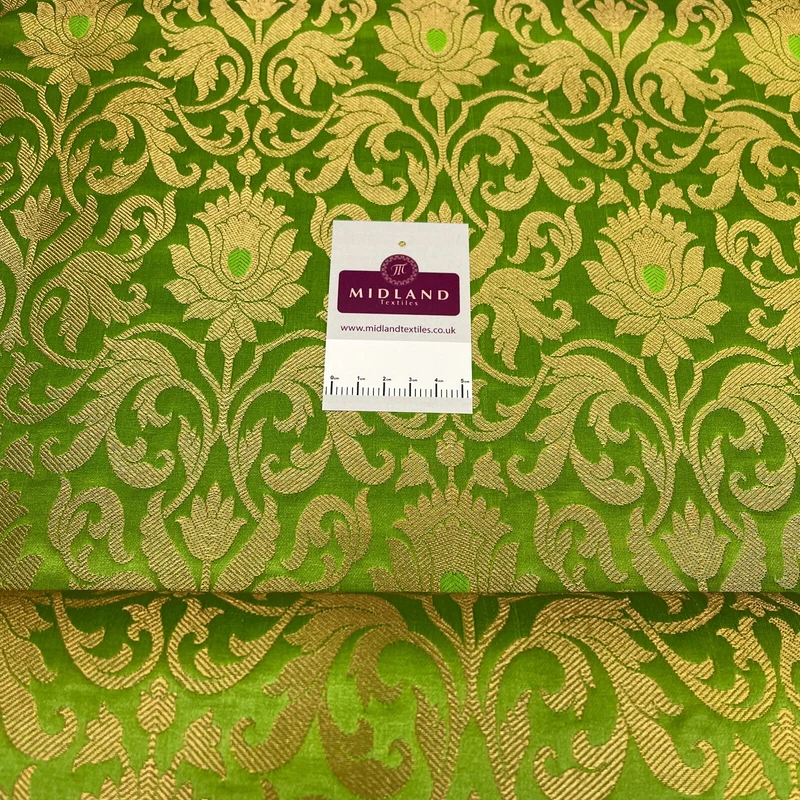 Indian Floral Gold Metallic Banarsi Brocade - 44" Wide - M374