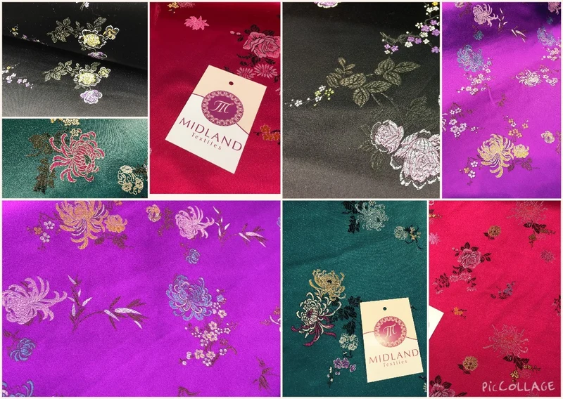 £7.99 Chinese Floral Blossom Oriental Brocade Satin 44" Wide M241 Mtex