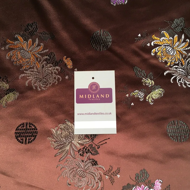 £7.99 Chinese Floral Blossom Oriental Brocade Satin 44" Wide M241 Mtex