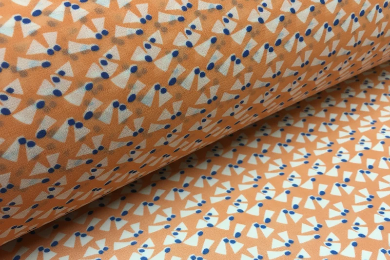 Salmon Printed Crepe Chiffon Fabric – 150cm Wide – £7.99 per metre