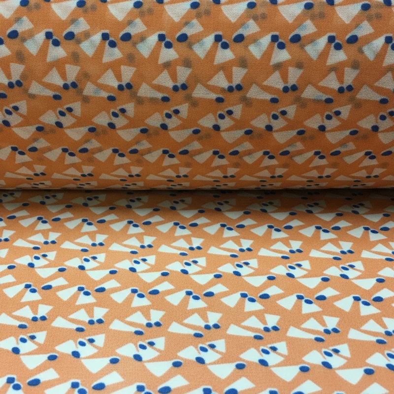 Salmon Printed Crepe Chiffon Fabric – 150cm Wide – £7.99 per metre