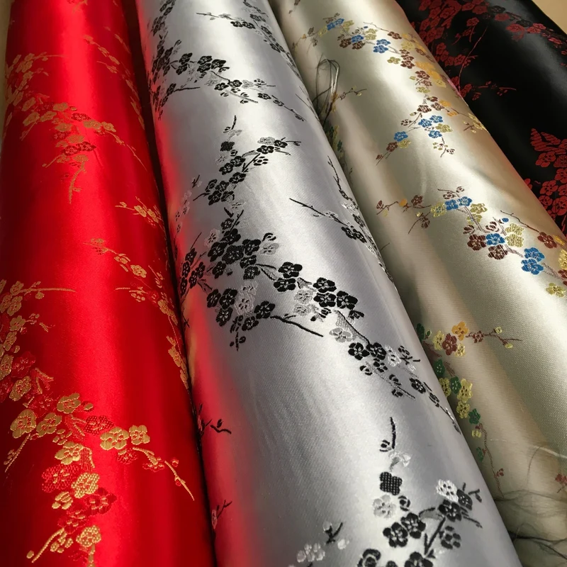 £8.20 Chinese Blossom Satin Brocade Dress Fabric - M240 Mtex