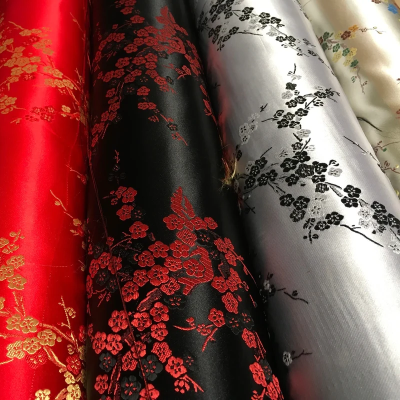 £8.20 Chinese Blossom Satin Brocade Dress Fabric - M240 Mtex