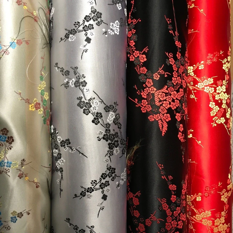 £8.20 Chinese Blossom Satin Brocade Dress Fabric - M240 Mtex