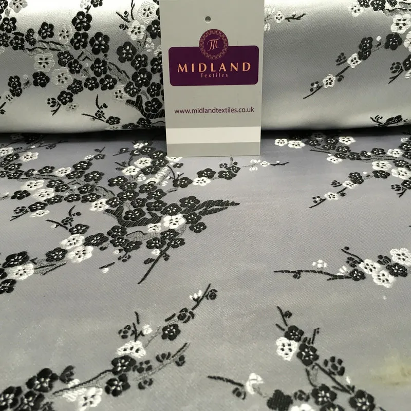 £8.20 Chinese Blossom Satin Brocade Dress Fabric - M240 Mtex