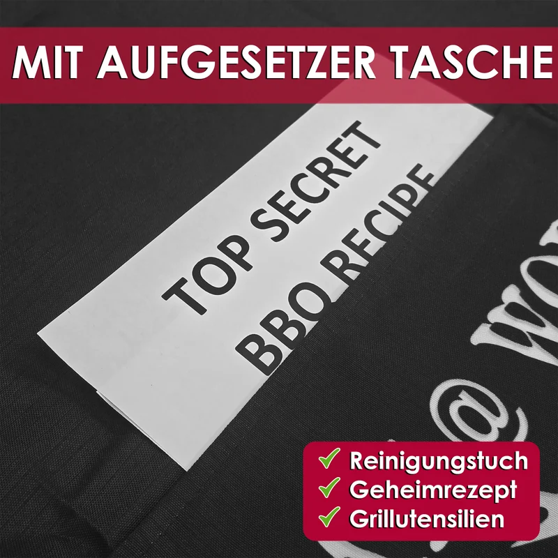 Grillschürze Schürze mit Fleckschutzausrüstung 65 x 80 cm mit Bändern zum Umhängen und Binden