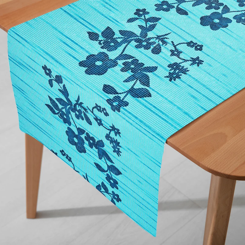 Miami Tischläufer Sunrise Floral aquablau