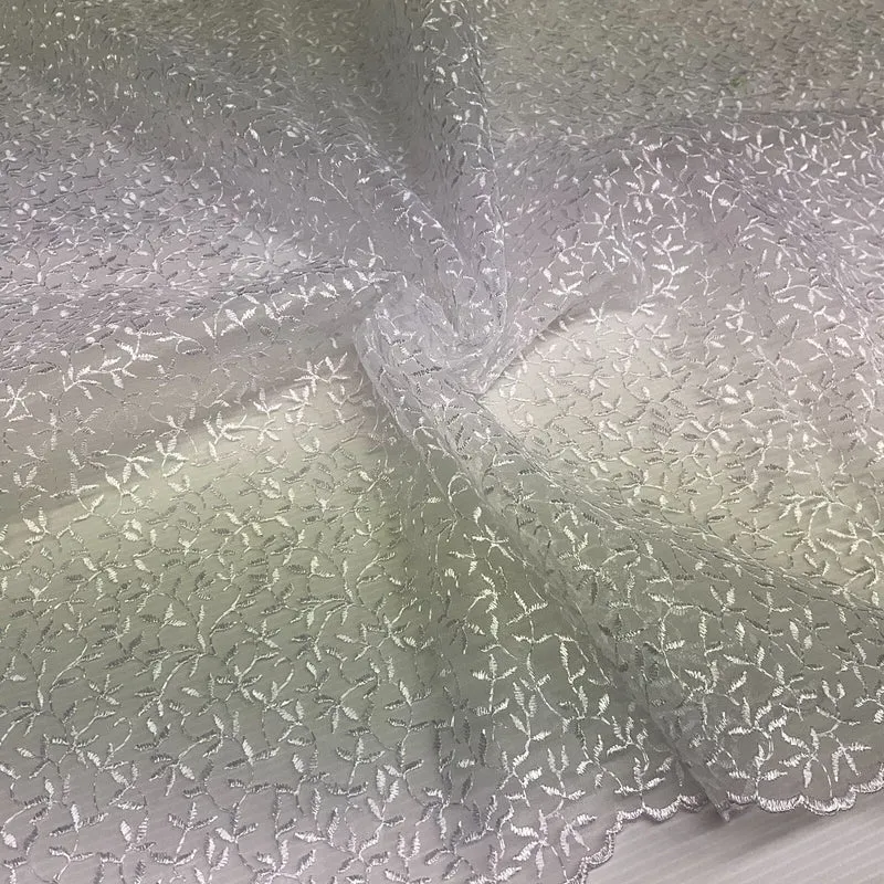 Embroidered Floral Viscose Organza Dress Fabric 130 cm MK1666 Mtex
