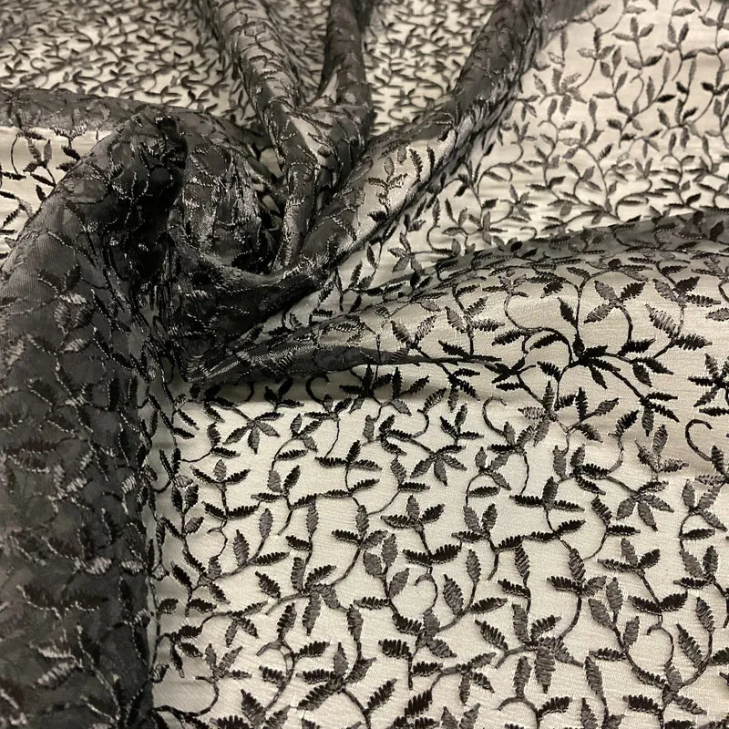 Embroidered Floral Viscose Organza Dress Fabric 130 cm MK1666 Mtex