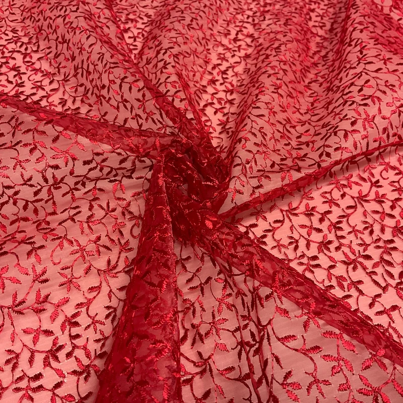Embroidered Floral Viscose Organza Dress Fabric 130 cm MK1666 Mtex