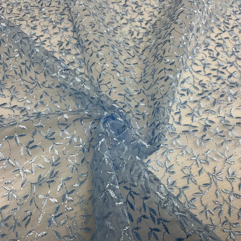 Embroidered Floral Viscose Organza Dress Fabric 130 cm MK1666 Mtex