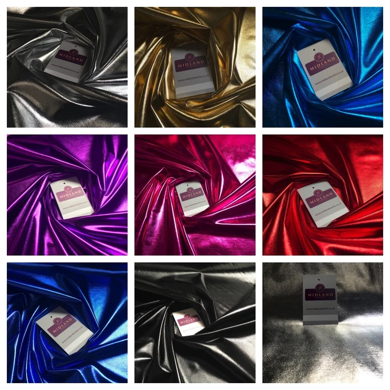 £7.35 Metallic Foil Mirror 4 way Stretch Spandex Dance Fabric 57" Wide M892