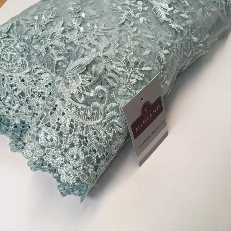 Bridal Floral Double Scalloped Edge Applique Dress Net Fabric 50" Wide M1135